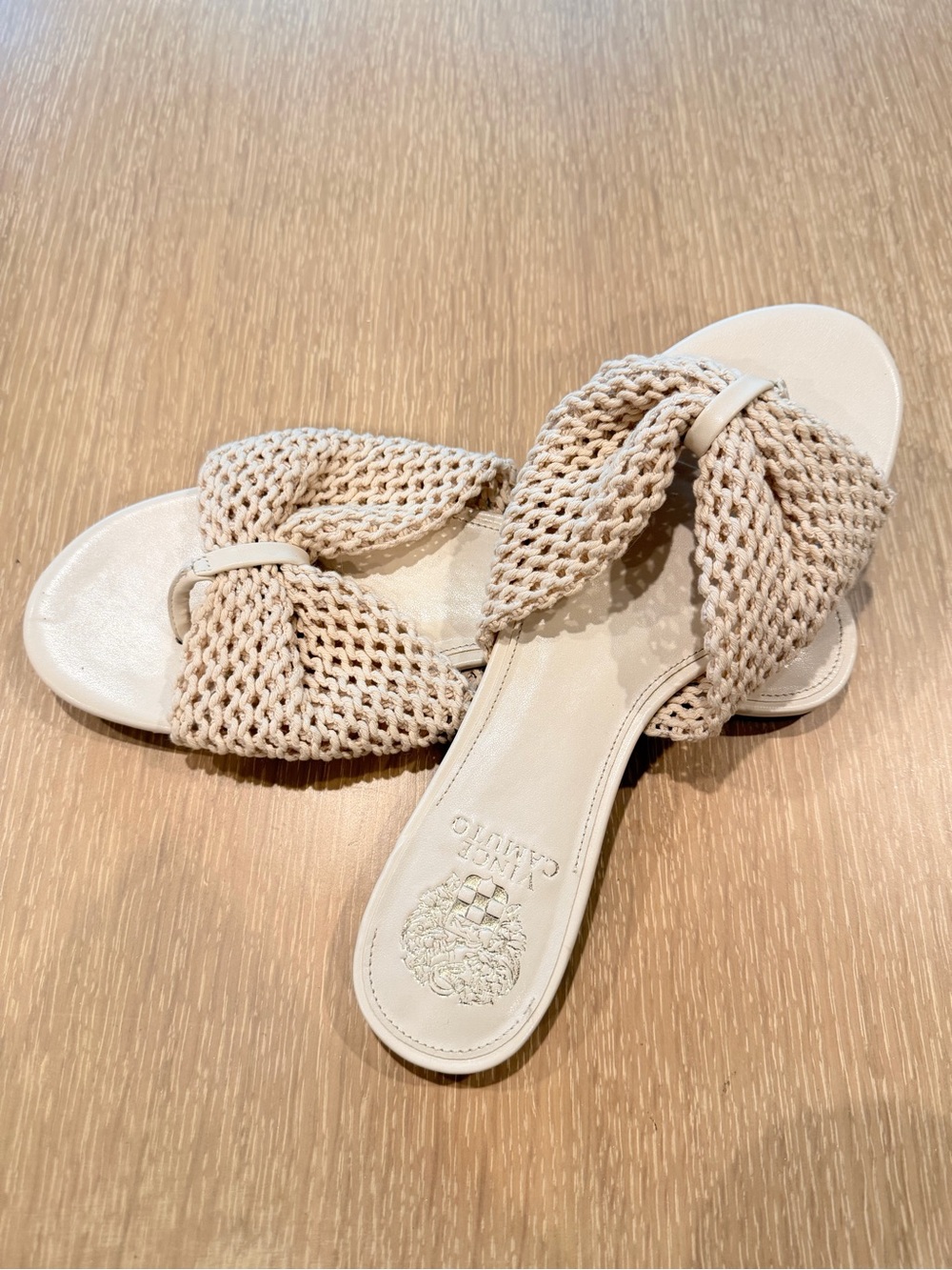 Vince Camuto Women's Woven Knot Slide Sandals - Beige